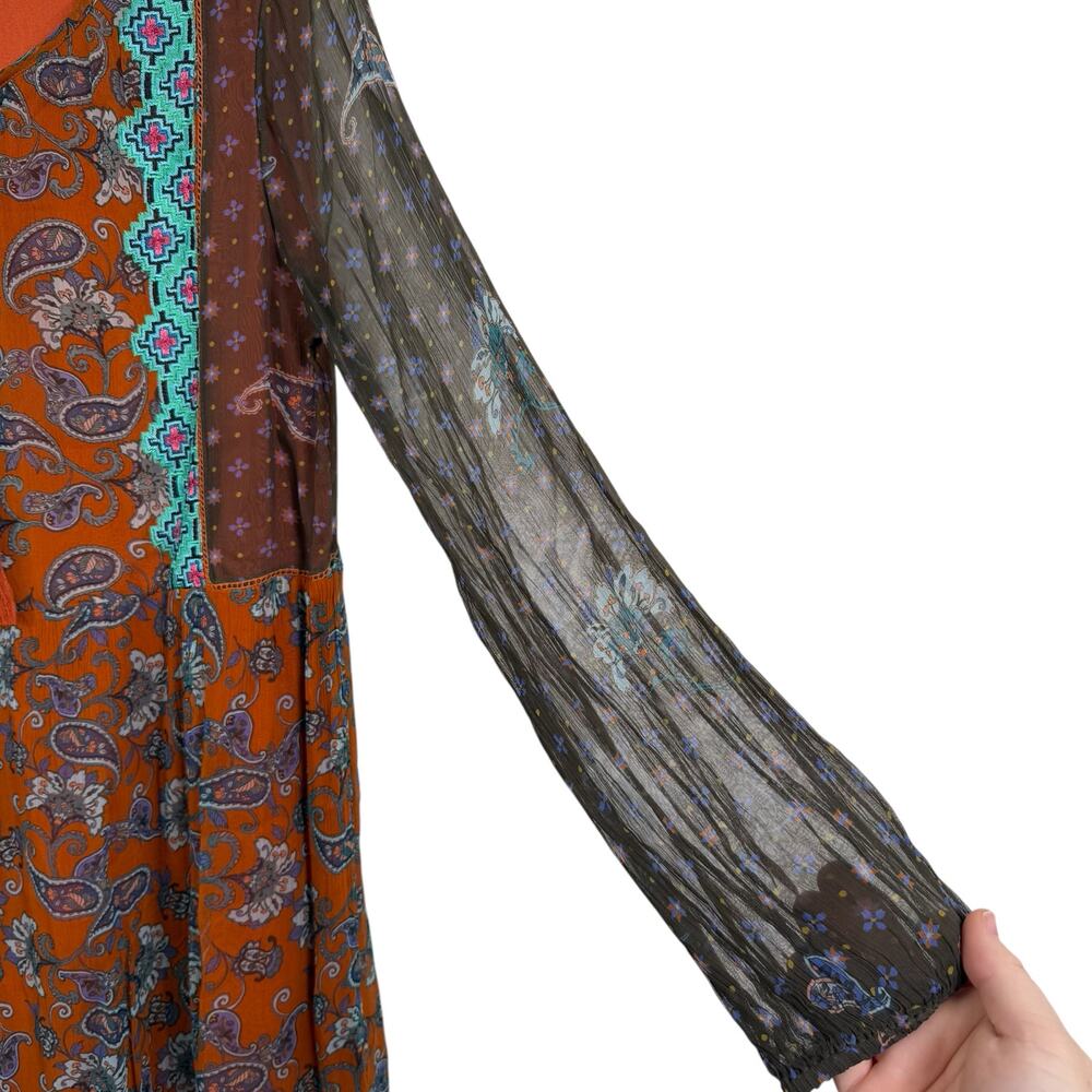 Sundance Artist Devine Long Sleeve Dress Medium Floral Paisley Boho Western - Picture 4 of 7